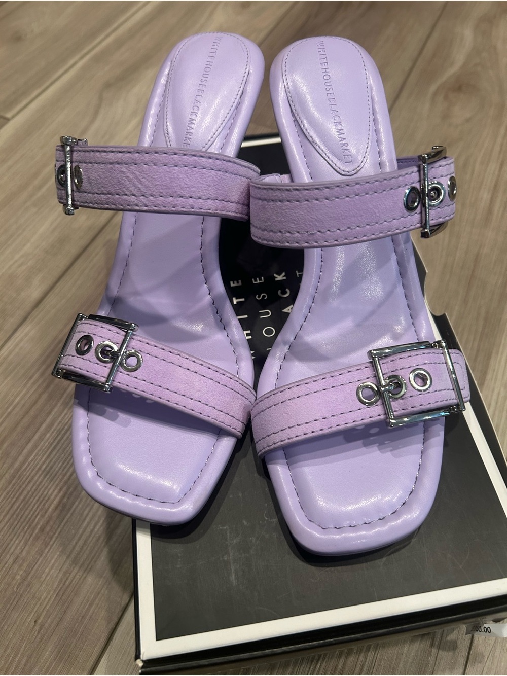 White House Black Market Purple Sandal Heels Size 8.5 With Box